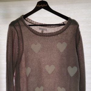 Gray and White Heart Sweater